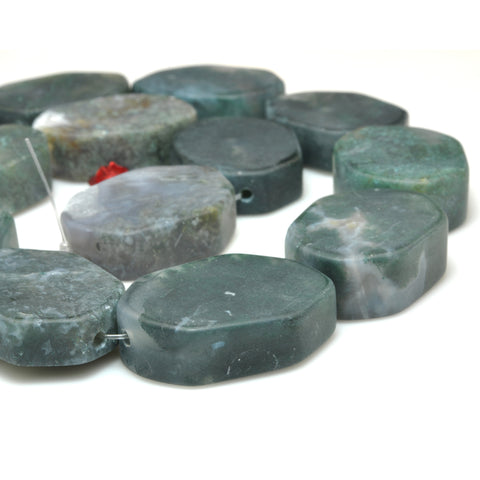 YesBeads Natural Green Moss Agate matte nugget beads gemstone wholesale jewelry making 15"
