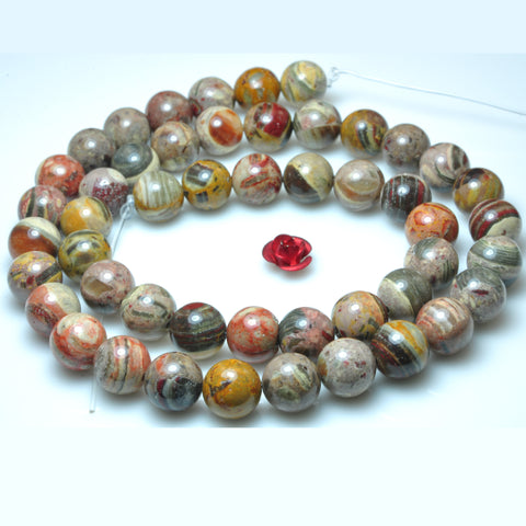 YesBeads Natural Aust Chert Breccia Jasper smooth round beads gemstone wholesale jewelry making 15"