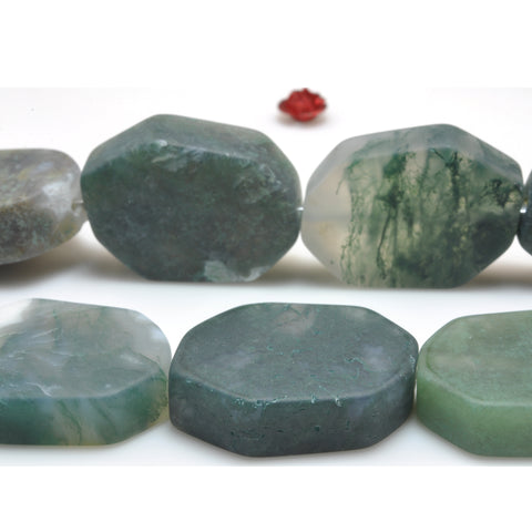 YesBeads Natural Green Moss Agate matte nugget beads gemstone wholesale jewelry making 15"
