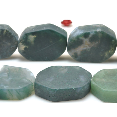 YesBeads Natural Green Moss Agate matte nugget beads gemstone wholesale jewelry making 15"