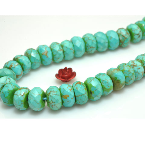 Green Turquoise faceted rondelle loose beads wholesale gemstone jewelry making bracelet necklace diy