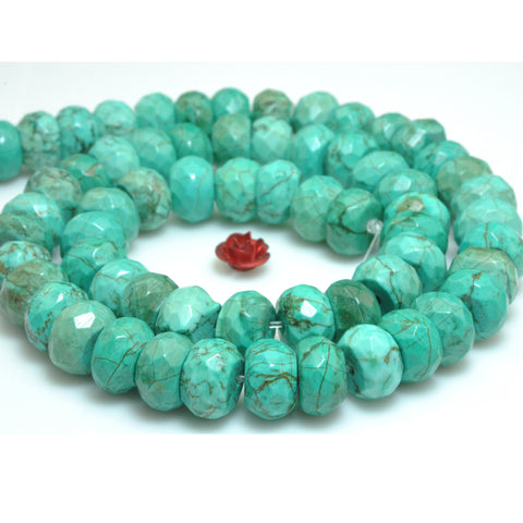 YesBeads Green Turquoise faceted rondelle loose beads gemstone wholesale jewelry making 15''