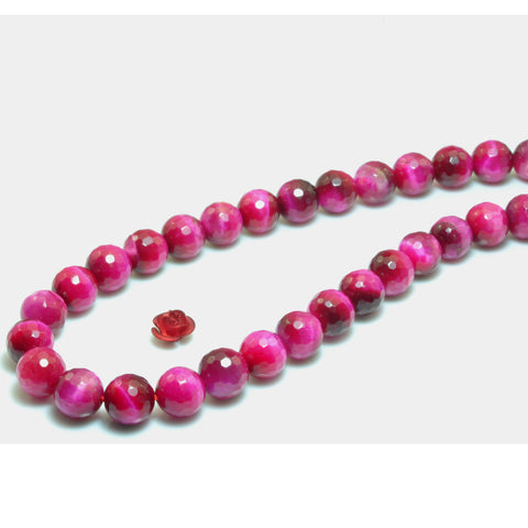Rose Red Tiger Eye faceted round loose beads wholesale gemstone jewelry making bracelet necklace diy