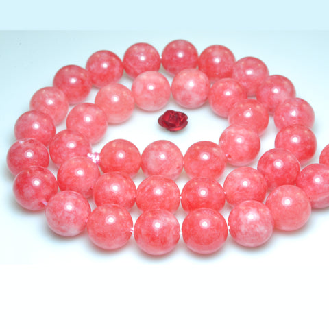 YesBeads Malaysia Jade smooth round loose beads red jade gemstone wholesale jewelry making 15"