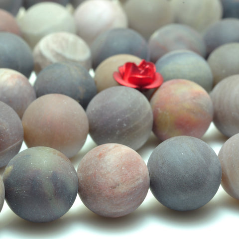 YesBeads Natural Petrified Wood Jasper stone matte round beads gemstone wholesale jewelry making 15"