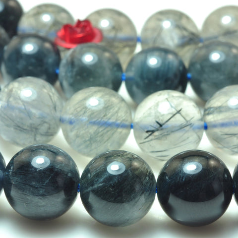 Natural blue rutilated quartz mix gemstone smooth round loose beads wholesale jewelry bracelet necklace diy