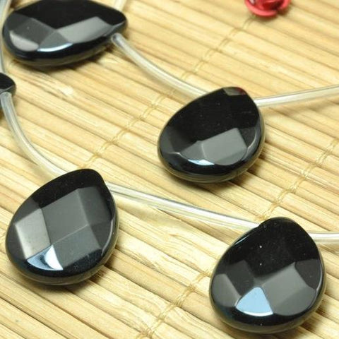 Black onyx faceted teardrop loose beads gemstone wholesale jewelry making earring design stone