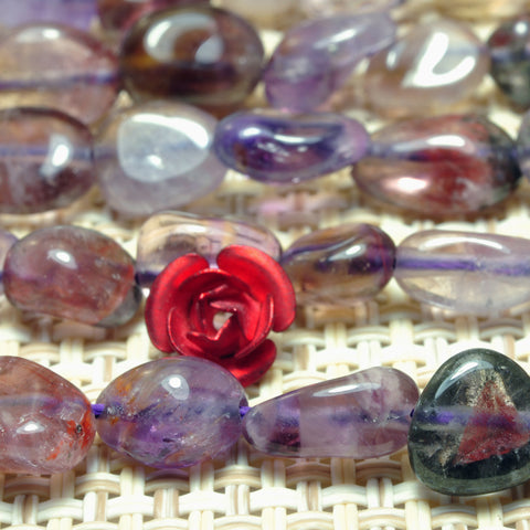 YesBeads natural Super 7 Seven Crystal smooth pebble chip beads cacoxenite amethyst gemstone wholesale jewelry making 5-10mm 15"