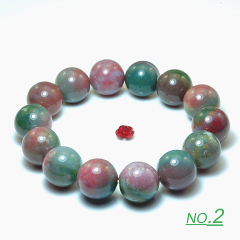 YesBeads Indian Agate Bracelet natural gemstone smooth round beads stretch bracelet for men or women jewelry