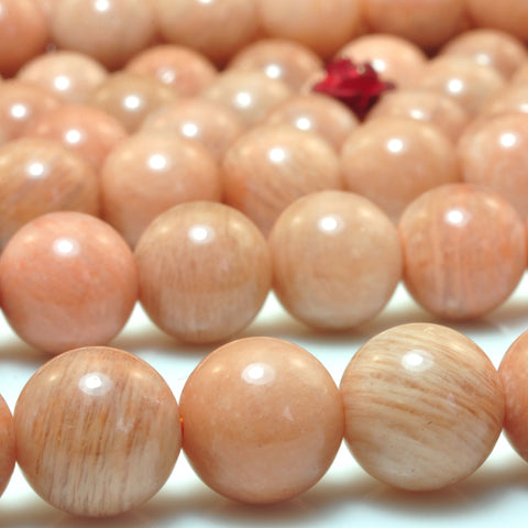 Natural Sunstone smooth round loose beads pink gemstone wholesale jewlery making bracelet necklace diy