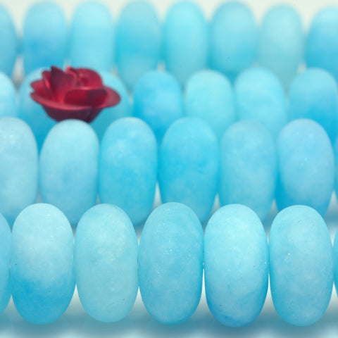 YesBeads Malaysia Jade matte rondelle beads blue jade gemstone wholesale 15"