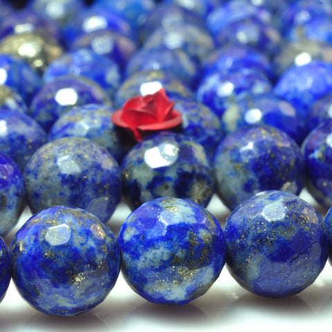 Natural Lapis Lazuli faceted loose round beads blue lapis stone wholesale gemstone for jewelry making bracelet DIY