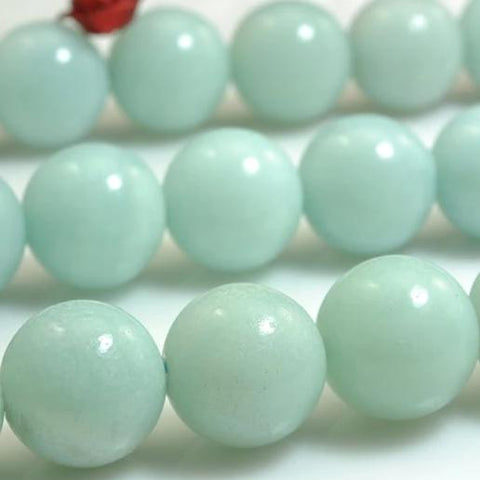 YesBeads Natural Amazonite gemstone smooth round loose beads gemstone wholesale jewelry making bracelet design 15"