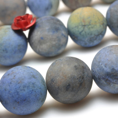 YesBeads Natural Sunset Dumortierite matte round beads gemstone wholesale jewelry 15"