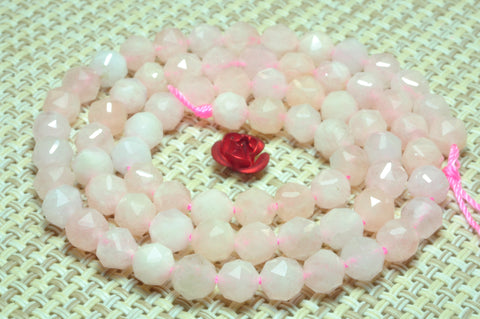 YesBeads Natural pink morganite gemstone diamond cut faceted loose round beads jewelry wholesale bracelet design 15''