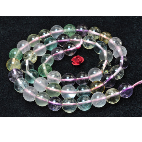 YesBeads Natural Rainbow Quartz Crystal multicolor mix gemstone smooth round beads wholesale 15"