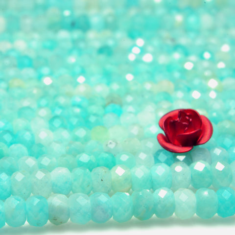 Natural Amazonite faceted rondelle loose beads gemstone wholesale 3x4mm