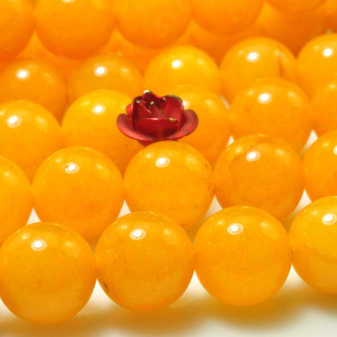 YesBeads Yellow Jade smooth round loose beads wholesale gemstone 15"