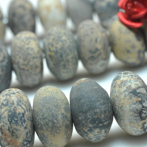 Natural yellow grass flower jasper matte rondelle beads chohua artistic jasper gemstone wholesale bracelet necklace diy