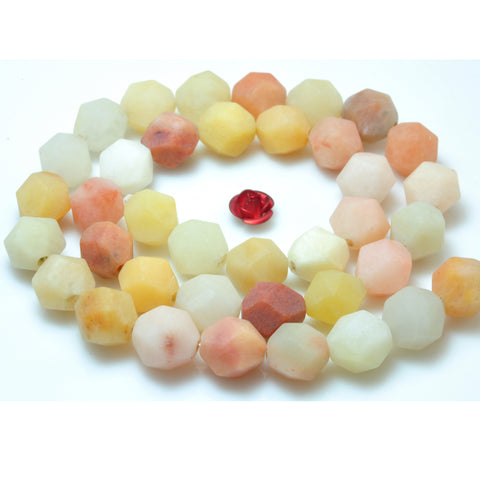 Natural Gold Silk Jade star cut faceted matte nugget beads gemstone jewelry making bracelet diy stuff