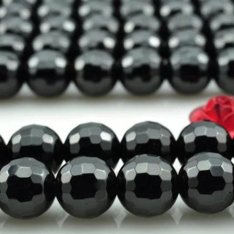 YesBeads Black onyx faceted round beads gemstone 6mm to 20mm