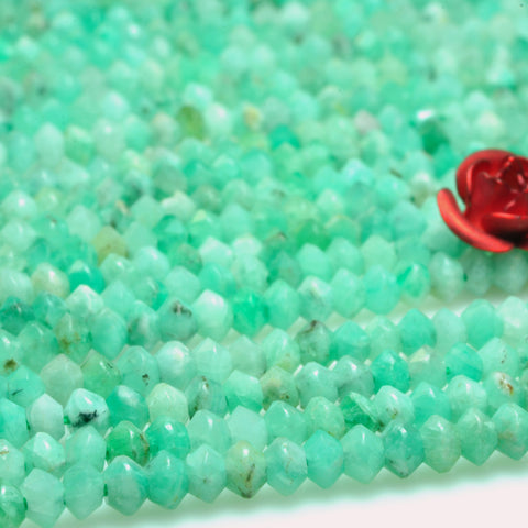 YesBeads natural green Emerald A grade faceted disc rondelle beads gemstone 2x3mm 15"