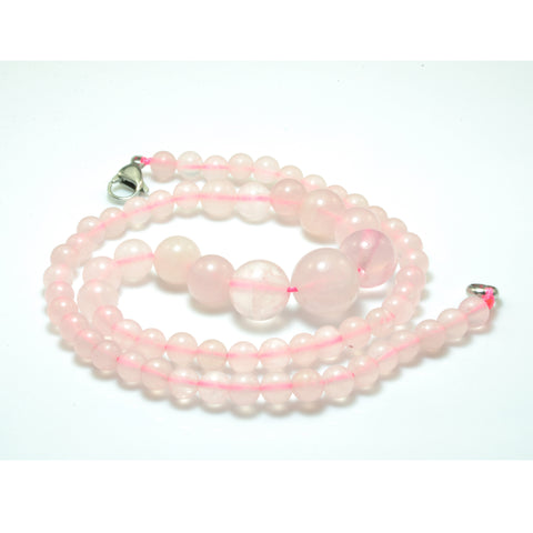 YesBeads Rose quartz gemstone necklace and bracelet natural smooth round pink beads DIY  jewelry