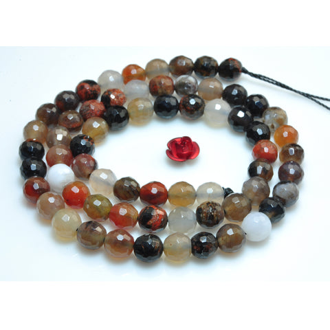 YesBeads Natural Arizona Petrified Wood Agate faceted round beads gemstone wholesale 15"
