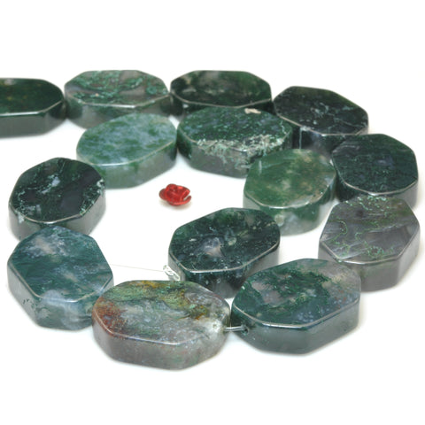 YesBeads Natural Green Moss Agate smooth nugget beads gemstone wholesale jewelry 15"
