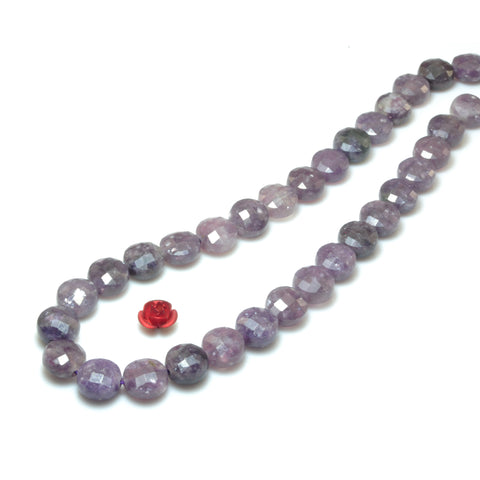 YesBeads Natural Purple Lepidolite facete coin beads wholesale gemstone jewelry making 15"