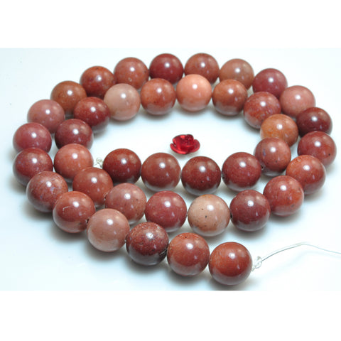 Natural Red Jade smooth round beads gemstone wholesale jewelry 15"