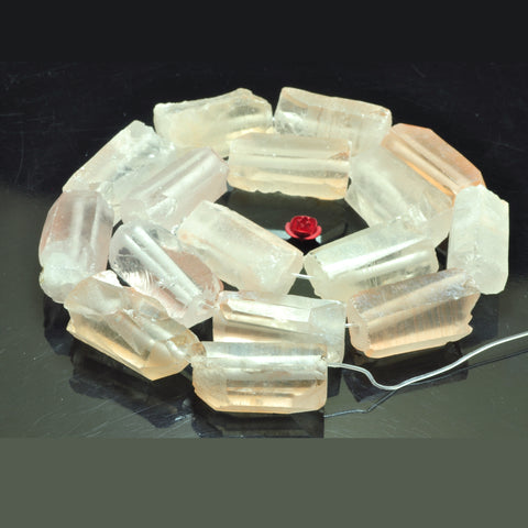 YesBeads Natural Rock Crystal raw clear quartz faceted matte tube beads gemstone wholesale jewelry making 15.5"