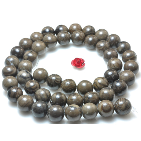 YesBeads Natural Brown Wood Jasper smooth round beads gemstone 8mm-12mm 15"