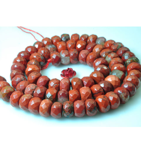 YesBeads Natural Red Jasper faceted rondelle beads gemstone wholesale jewelry 15"