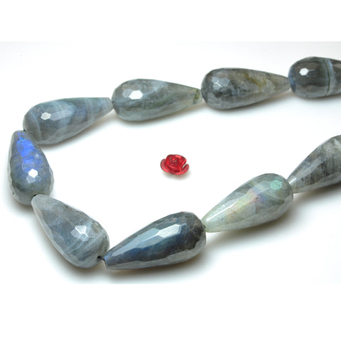 Natural Labradorite faceted teardrop beads gray gemstone wholesale jewelry making earings diy