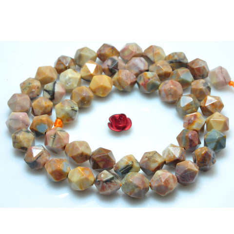 YesBeads Natural Venus Jasper star cut faceted nugget beads gemstone 8mm 15"