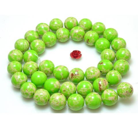 Green Imperial Jasper smooth round beads impression jasper stone wholesale 15"
