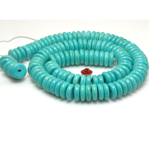YesBeads Chinese Turquoise smooth rondelle beads wholesale gemstone jewelry making 15"