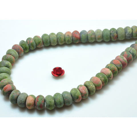 YesBeads Natural Unakite gemstone matte rondelle beads 5x8mm 15"