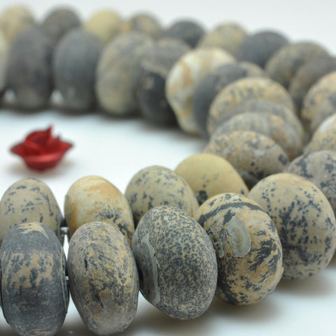 Natural yellow grass flower jasper matte rondelle beads chohua artistic jasper gemstone wholesale bracelet necklace diy