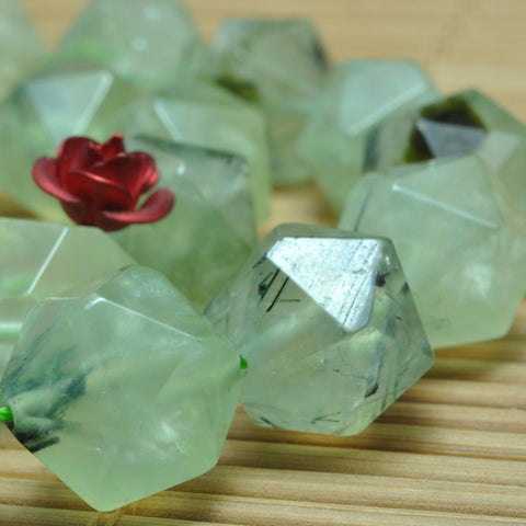 Natural Green Prehnite star cut faceted nugget beads gemstone jewelry making bracelet necklace diy