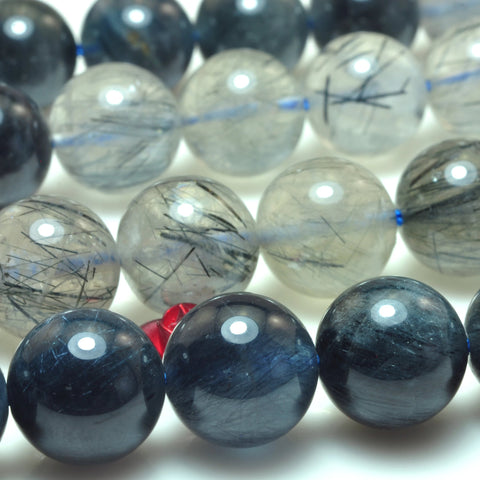 Natural blue rutilated quartz mix gemstone smooth round loose beads wholesale jewelry bracelet necklace diy