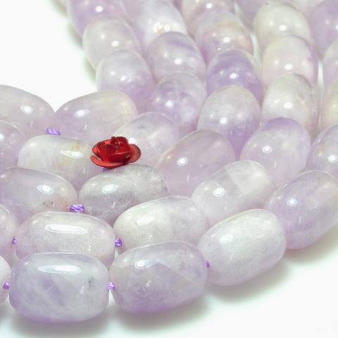 YesBeads Natural Purple Jade soft liac smooht barrel tube beads gemstone 10x14mm 15"