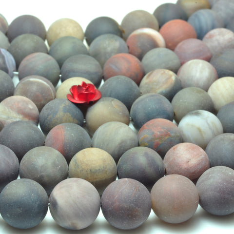 YesBeads Natural Petrified Wood Jasper stone matte round beads gemstone wholesale jewelry making 15"