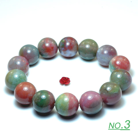 YesBeads Indian Agate Bracelet natural gemstone smooth round beads stretch bracelet for men or women jewelry