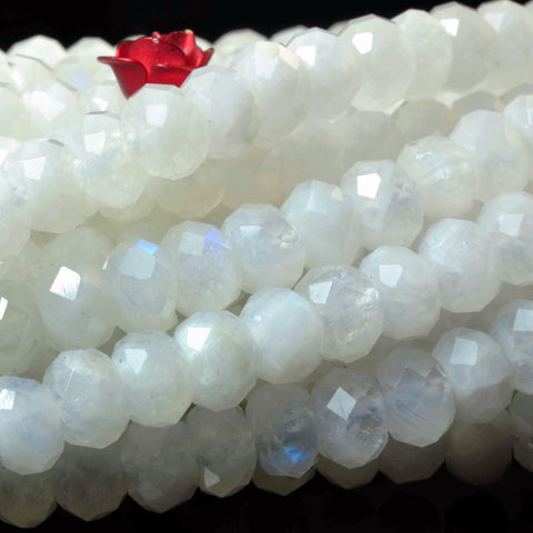 YesBeads natural rainbow Moonstone faceted rondelle loose beads wholesale gemstone 4x6mm