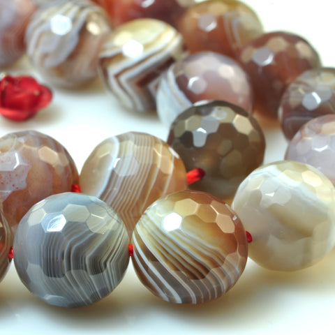 Natural Brown Botswana Agate faceted round loose beads wholesale gemstone jewelry making bracelet necklace diy