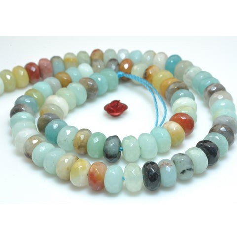 Natural Amazonite Multi stone faceted rondelle beads wholesale gemstone jewelry bracelet necklace diy