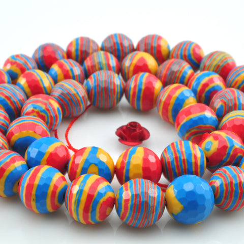 YesBeads Red Malachite faceted round loose beads wholesale gemstone jewelry