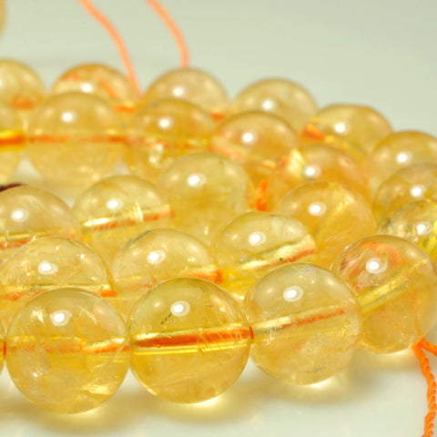 Natural Citrine gemstone smooth round beads yellow crystal stone wholesale jewelry making 8mm